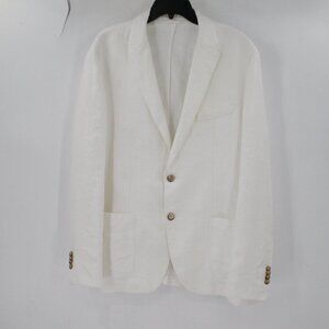 Vakko Sport Coat Men 44R Linen Herringbone Two Button unstructured Made in Italy